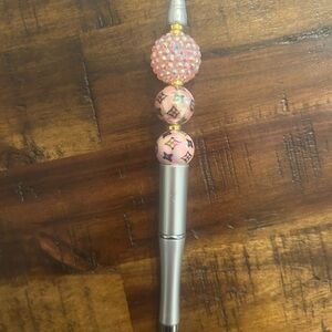 NWT Stylish Silver Pen with Pink Beads